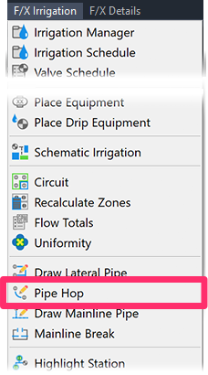 F/X Irrigation menu